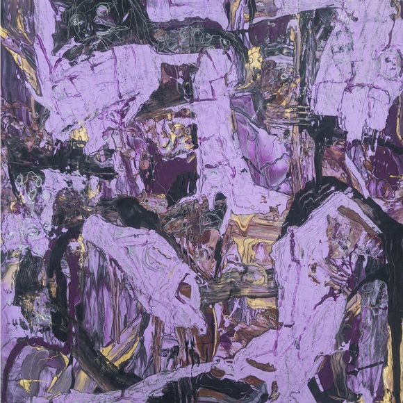 Misery, medium size, textured, with gold color, purple, sad, depressed painting. - Picture 3 of 11